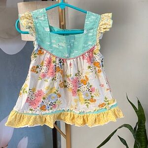 Matilda Jane Mint, Yellow, Pink & White Floral Ruffle Dress sz 4T
